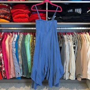Studio Park blue gauzy adjustable strap smocked bodice midi dress size XS